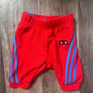 adidas Red Jogger Pants with Blue Stripes - Kids size 6mos